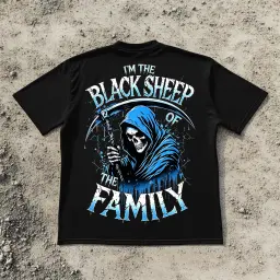 Gen X Custom Birth Year Skull Shirt – l'm The Black Sheep of The Family Graphic Tee thumbnail 2