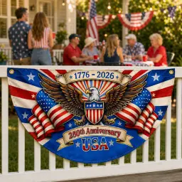 USA 250th Anniversary Eagle Semicircular Flag thumbnail 2