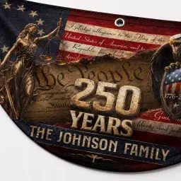Custom Family Name 250 Years We The People Semicircular Flag thumbnail 4