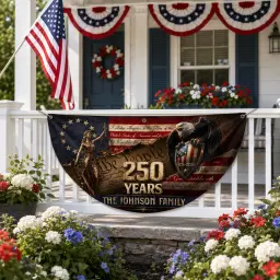 Custom Family Name 250 Years We The People Semicircular Flag thumbnail 1