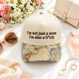 Funny Floral Brim Mom Quote Cap thumbnail 2