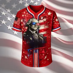 America 250 George Washington Baseball Jersey Red thumbnail 2