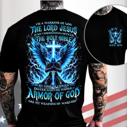 Gen X Custom Birth Year Skull Shirt – The Lord Jesus, The Holy Bible, Armor Of God Graphic Tee thumbnail 1
