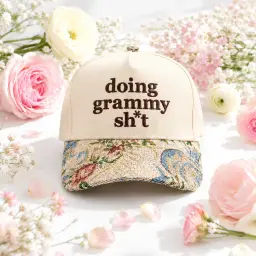 Doing Grammy Sh*t Floral Embroidered Cap thumbnail 1