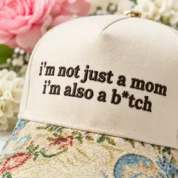 Funny Floral Brim Mom Quote Cap thumbnail 5