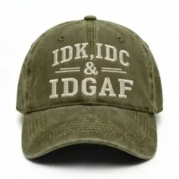 IDK, IDC, IDGAF Washed Hat thumbnail 3