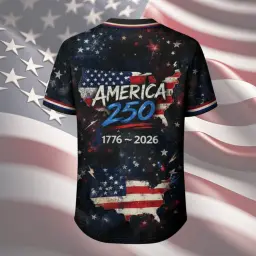 America 250 George Washington Baseball Jersey Black  thumbnail 2