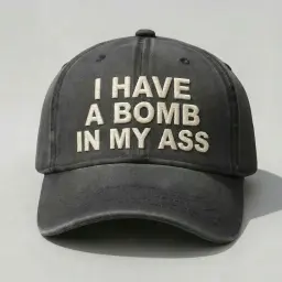 I Have A Bomb In My A*s Washed Cap, Unisex Streetwear Hat For Men Women, Vintage Washed Dad Cap thumbnail 1