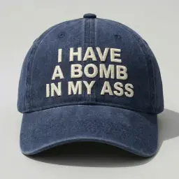 I Have A Bomb In My A*s Washed Cap, Unisex Streetwear Hat For Men Women, Vintage Washed Dad Cap thumbnail 3