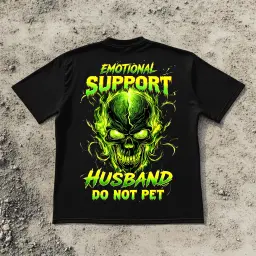 Gen X Emotional Support Husband Skull T-Shirt thumbnail 2