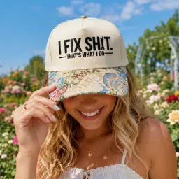 I Fix Shit Floral Embroidered Cap thumbnail 4