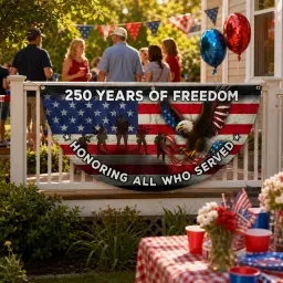 250 Years of Freedom Honoring All Who Semicircular Flag thumbnail 2