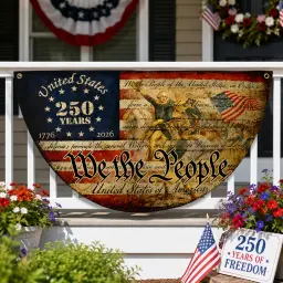We The People 250 Years Vintage American Semicircular Flag thumbnail 1