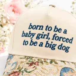 Born To Be A Baby Girl Funny Floral Hat thumbnail 4