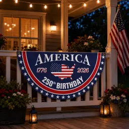 America 250th Birthday Semicircular Flag thumbnail 3