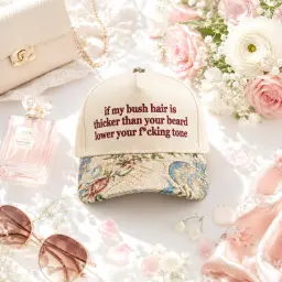 Floral Bush Hair Feminist Quote Cap thumbnail 1