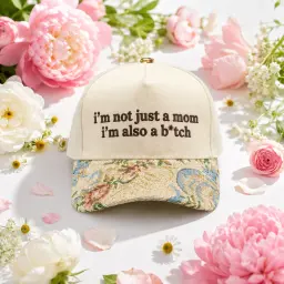Funny Floral Brim Mom Quote Cap thumbnail 1