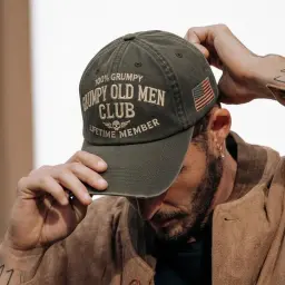 Grumpy Old Men Club Lifetime Member Hat - Custom Embroidered Cotton Cap thumbnail 2