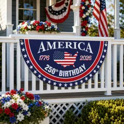America 250th Birthday Semicircular Flag thumbnail 1