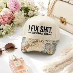 I Fix Shit Floral Embroidered Cap thumbnail 3
