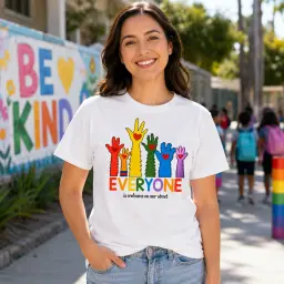 Everyone Is Welcome Rainbow T-Shirt thumbnail 2