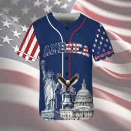 America 250 Years We The People Baseball Jersey Blue thumbnail 3