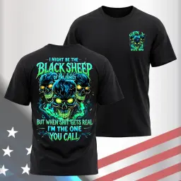 Gen X Custom Birth Year Skull Shirt –  I Might Be The Black Sheep Of The Family Graphic Tee thumbnail 3