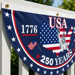 USA 250 Years 1776-2026 Patriotic Semicircular Flag thumbnail 5