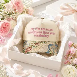 Funny Floral Brim Voluptuous Vocabulary Cap thumbnail 3