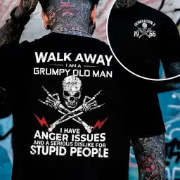 Gen X Custom Birth Year Skull Shirt – Walk Away I'm Grumpy Old Man thumbnail 1