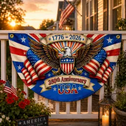 USA 250th Anniversary Eagle Semicircular Flag thumbnail 4