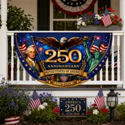 USA 250th Anniversary Semicircular Fence Banner Flag thumbnail 1