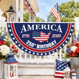 America 1776-2026 250th Birthday Semicircular Flag thumbnail 4