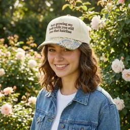 Busy Growing My Bush Funny Floral Cap thumbnail 2