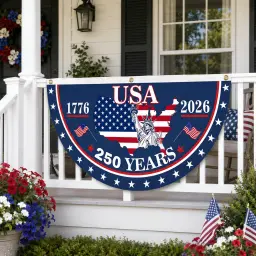 USA 250 Years 1776-2026 Patriotic Semicircular Flag thumbnail 4