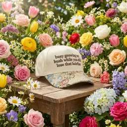 Busy Growing My Bush Funny Floral Cap thumbnail 4
