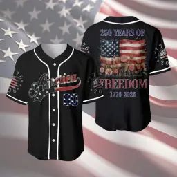 250 Years of Freedom America Baseball Jersey Custom Number thumbnail 3