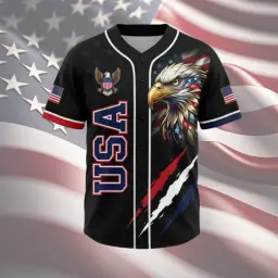 USA Eagle America Patriotic Baseball Jersey thumbnail 2