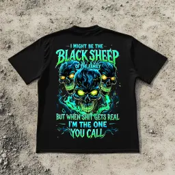 Gen X Custom Birth Year Skull Shirt –  I Might Be The Black Sheep Of The Family Graphic Tee thumbnail 2