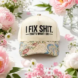 I Fix Shit Floral Embroidered Cap thumbnail 1