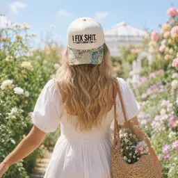 I Fix Shit Floral Embroidered Cap thumbnail 2