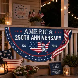 America 250th Anniversary Semicircular Flag thumbnail 3