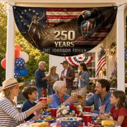 Custom Family Name 250 Years We The People Semicircular Flag thumbnail 2