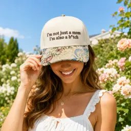 Funny Floral Brim Mom Quote Cap thumbnail 4