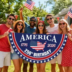 America 1776-2026 250th Birthday Semicircular Flag thumbnail 1
