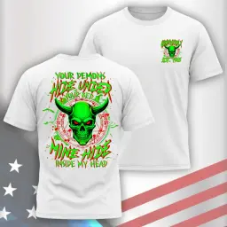 Gen X Custom Birth Year Skull Shirt – Your Demons Hide Under Your Bed Mine Hide Inside My Head thumbnail 3