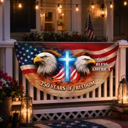 God Bless America 250 Years of Freedom Semicircular Flag thumbnail 4