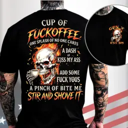 Gen X Custom Birth Year Skull Shirt –  Cup Of Fuckoffee Graphic Tee thumbnail 1
