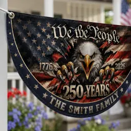 Custom Family Name We The People 250 Years Semicircular Flag thumbnail 4