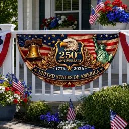 250th Anniversary Eagle Liberty Bell Semicircular Flag thumbnail 1